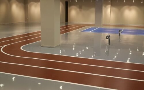 Заливка наливного пола на резиновое основание