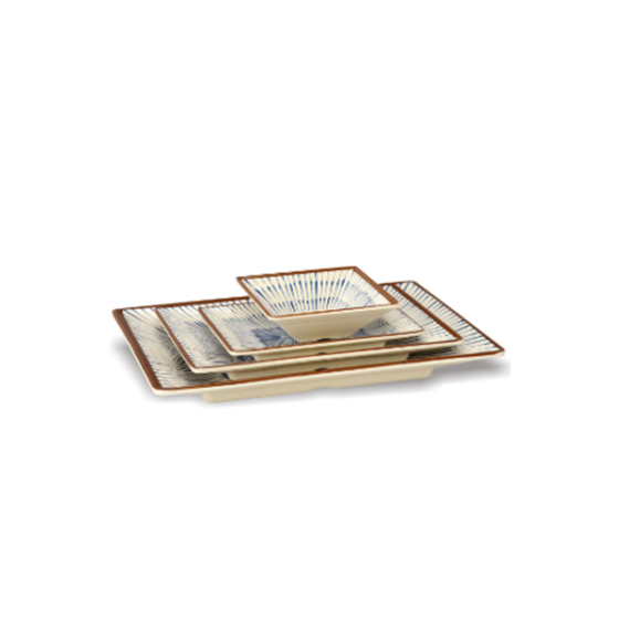 Плоская овальная тарелка 9,5" бело-голубая 24,1x24x4,8 см