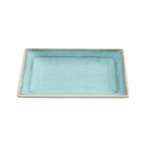Плоская прямоугольная тарелка 9,5" бирюза 24,1x17,1x2,8 см