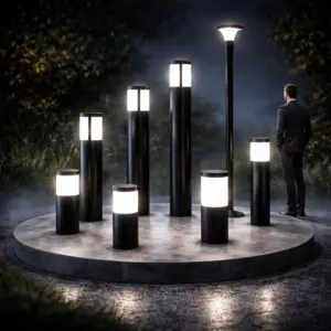 Современные уличные светильники на площадке