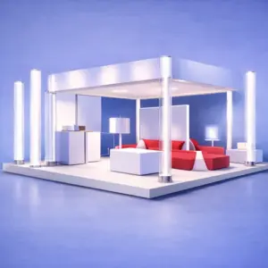 Современный выставочный стенд с подсветкой из поликарбонатных труб