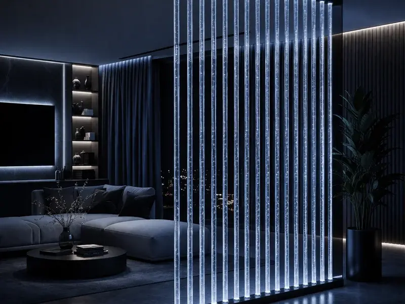 Акриловые стержни в интерьере - перегородка